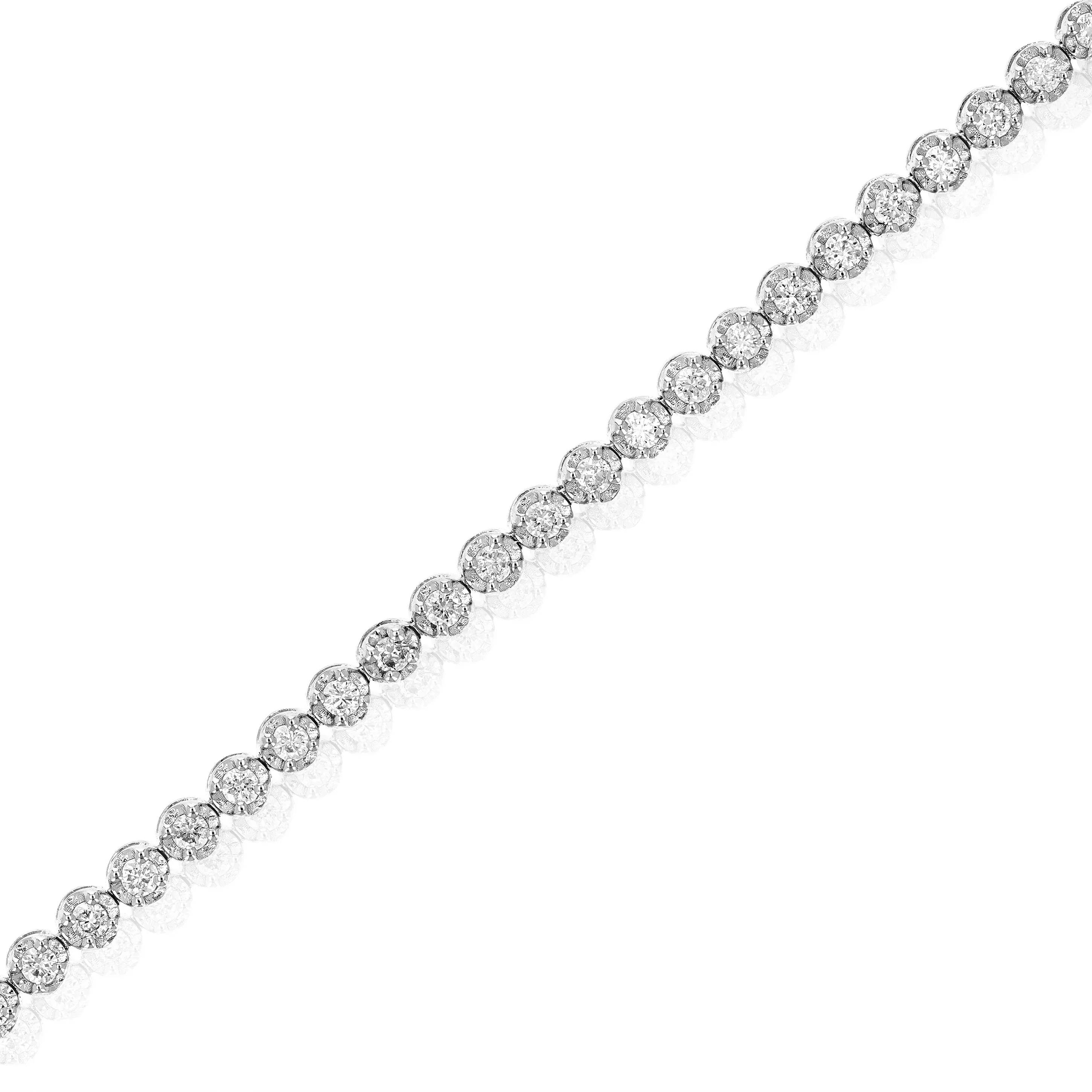 1 cttw Diamond Round Tennis Bracelets in 14K White Gold