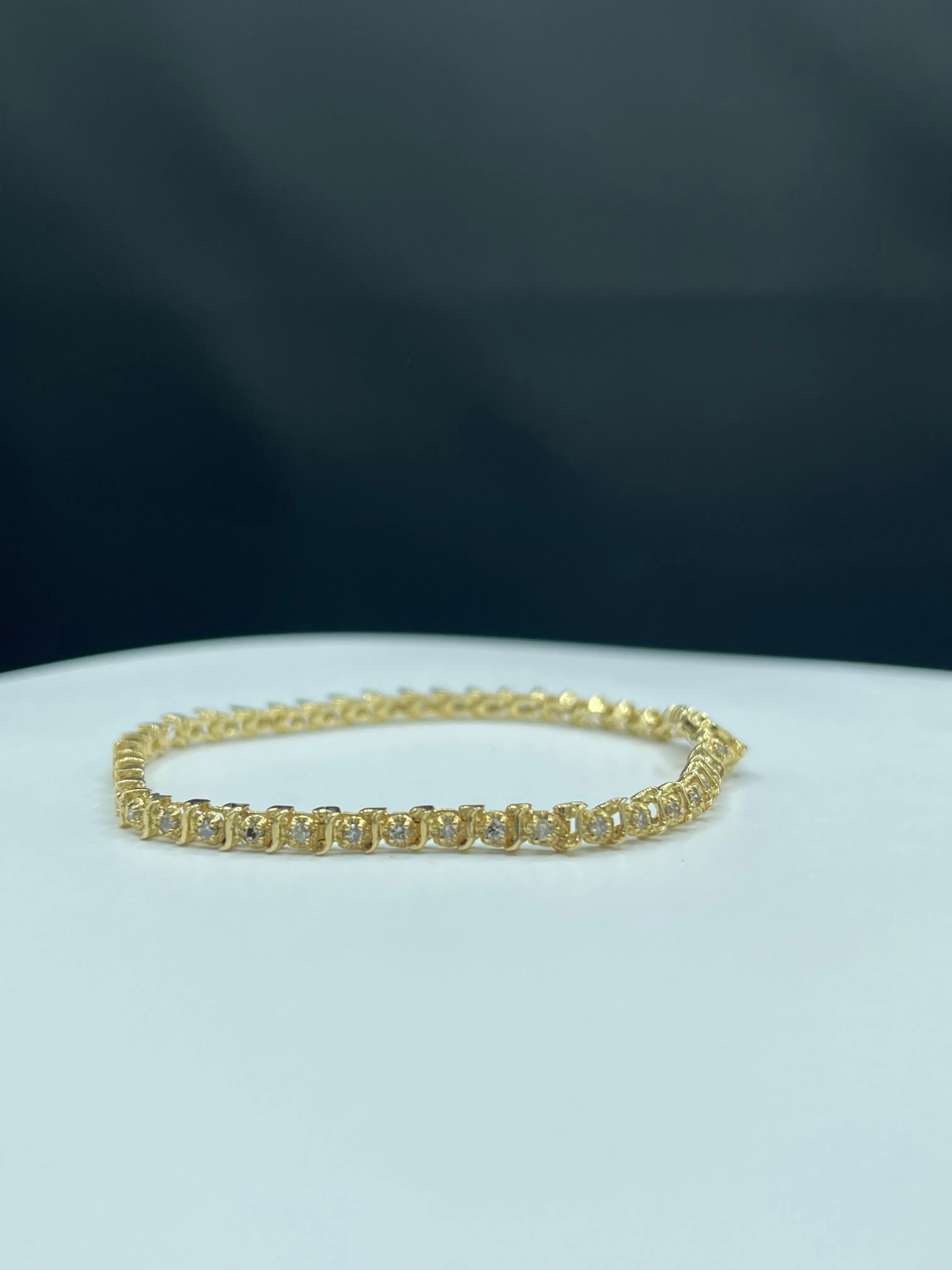 1.38 Carat Natural Diamond 14k Yellow Gold Unisex Tennis Bracelet - 7.25 Inch