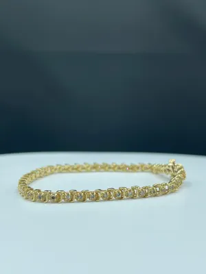 1.38 Carat Natural Diamond 14k Yellow Gold Unisex Tennis Bracelet - 7.25 Inch