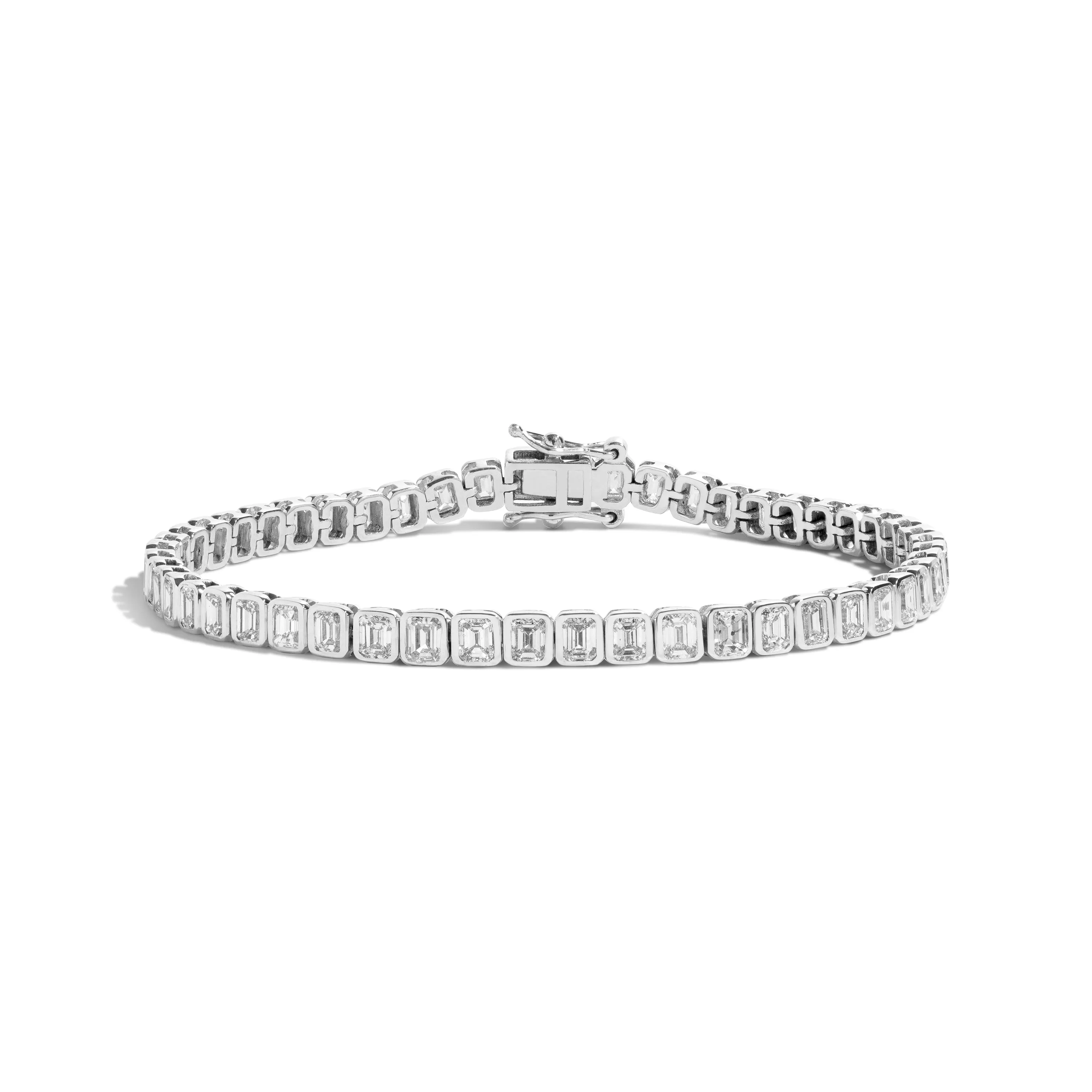 5.5 Carat Bezel-Set Emerald Tennis Bracelet
