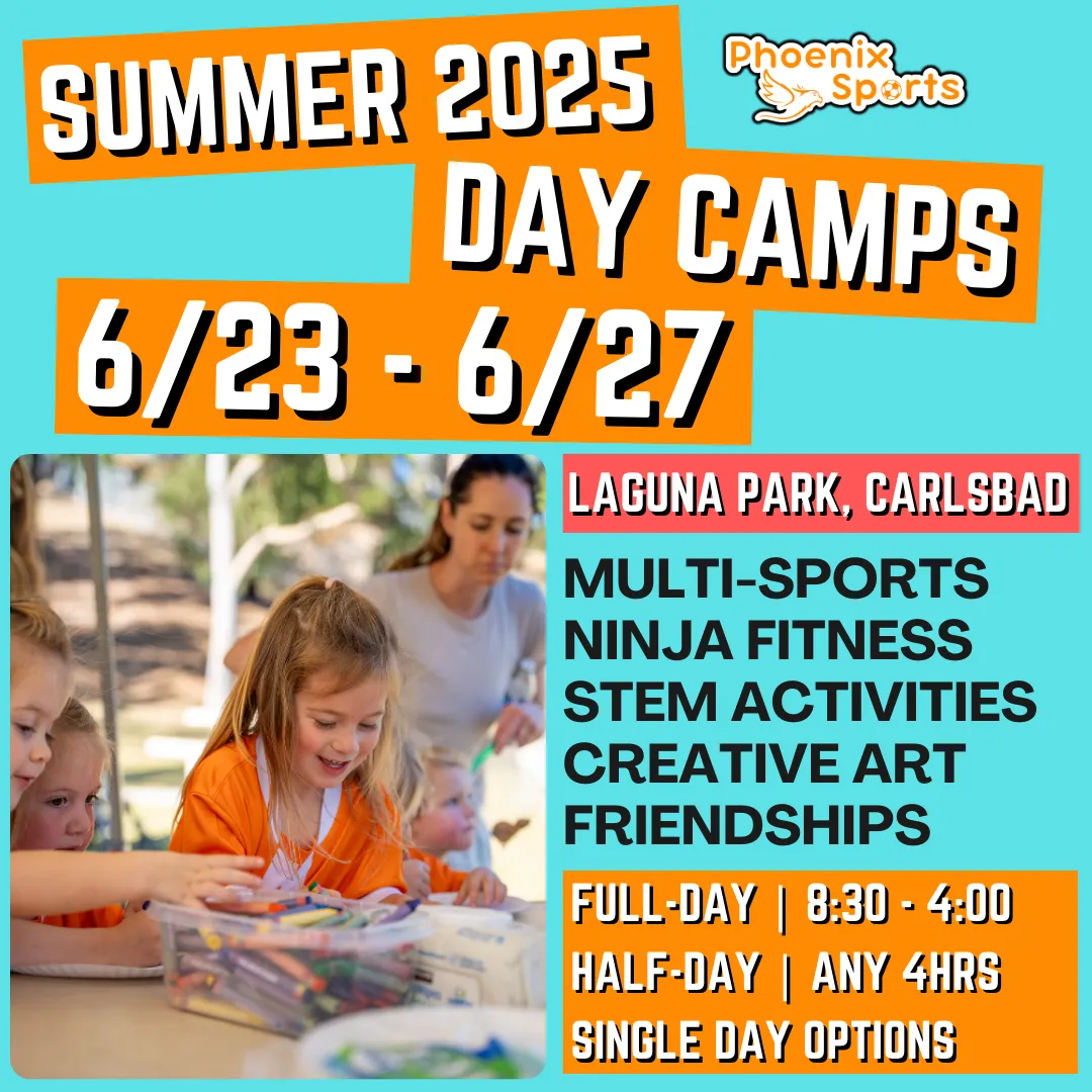 6/23 - 6/27 | 8:30 - 4:00<br>Ages 3-7 | Mon - Fri<br>STEM, Sports, Martial Arts<br>Laguna (Kelly) Park, Carlsbad<br>Separated Age Groups