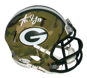 AARON JONES AUTOGRAPHED GREEN BAY PACKERS CAMO SPEED MINI HELMET BECKETT
