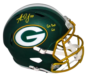 AARON JONES SIGNED GREEN BAY PACKERS FULL SIZE BLAZE HELMET W/ GO PACK GO