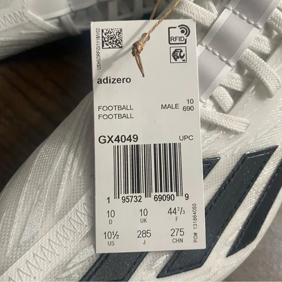 Adidas Adizero Low Top Lightweight Football Cleats White/Black GX4049 Men Sz