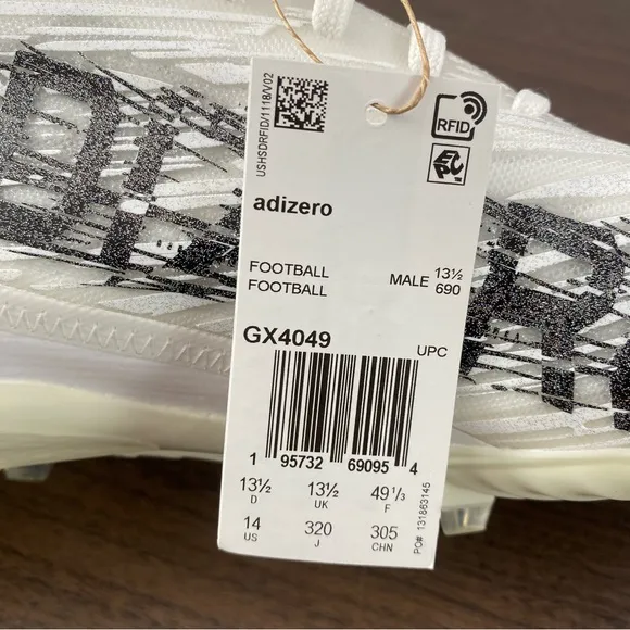 Adidas Adizero Low Top Lightweight Football Cleats White/Black GX4049 Men Sz