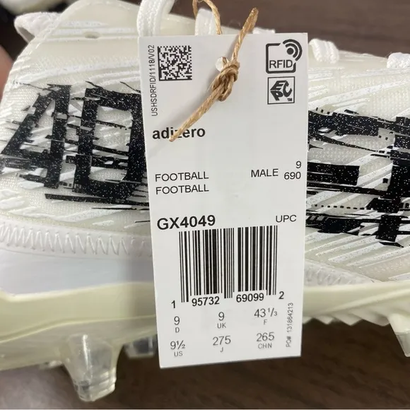 Adidas Adizero Low Top Lightweight Football Cleats White/Black GX4049 Men Sz