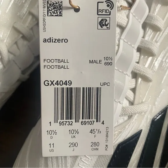 Adidas Adizero Low Top Lightweight Football Cleats White/Black GX4049 Men Sz