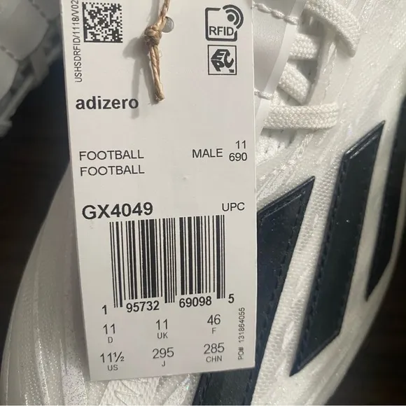 Adidas Adizero Low Top Lightweight Football Cleats White/Black GX4049 Men Sz
