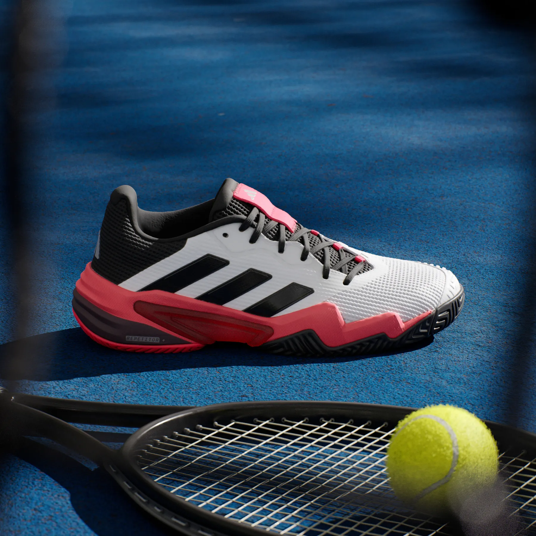 Adidas Barricade 13 Mens Tennis Shoes - Cloud White/Core Black/Lucid Red
