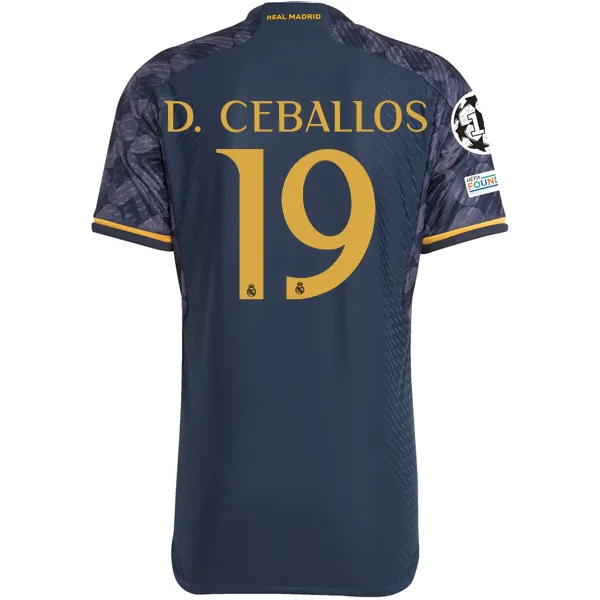 adidas Real Madrid Authentic Dani Ceballos Away Jersey w/ Champions League   Club World Cup Patch 23/24 (Legend Ink/Preloved Yellow)