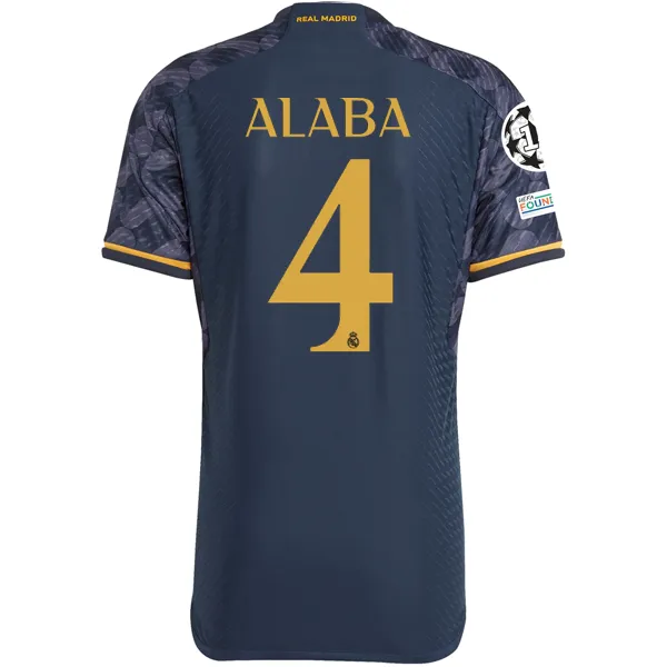 adidas Real Madrid Authentic David Alaba Away Jersey w/ Champions League   Club World Cup Patch 23/24 (Legend Ink/Preloved Yellow)