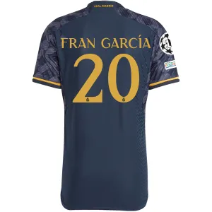 adidas Real Madrid Authentic Fran Garcia Away Jersey w/ Champions League   Club World Cup Patch 23/24 (Legend Ink/Preloved Yellow)