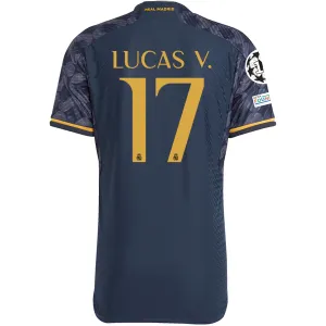 adidas Real Madrid Authentic Lucas Vasquez Away Jersey w/ Champions League   Club World Cup Patch 23/24 (Legend Ink/Preloved Yellow)