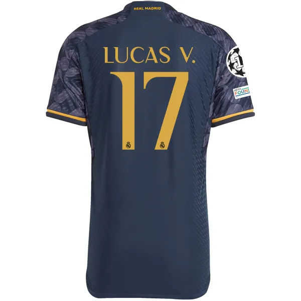 adidas Real Madrid Authentic Lucas Vasquez Away Jersey w/ Champions League   Club World Cup Patch 23/24 (Legend Ink/Preloved Yellow)