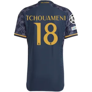 adidas Real Madrid Authentic Tchouameni Away Jersey w/ Champions League   Club World Cup Patch 23/24 (Legend Ink/Preloved Yellow)