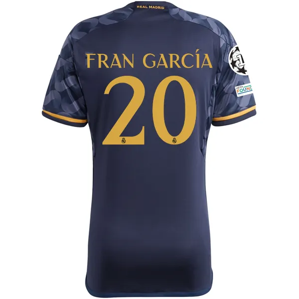 adidas Real Madrid Fran Garcia Away Jersey w/ Champions League   Club World Cup Patch 23/24 (Legend Ink/Preloved Yellow)