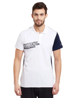 Alcis Men White Solid Polo Collar T-shirt