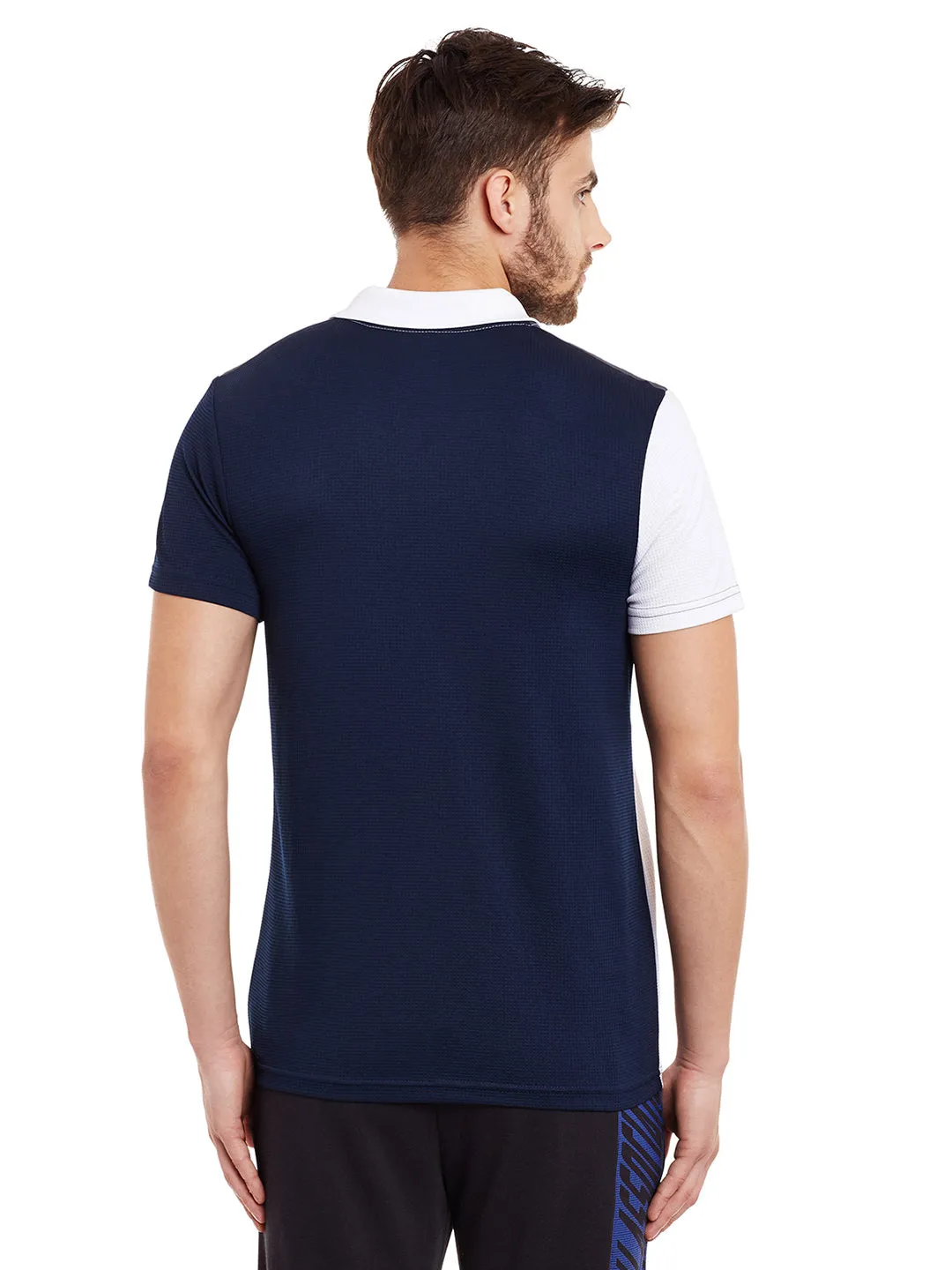 Alcis Men White Solid Polo Collar T-shirt