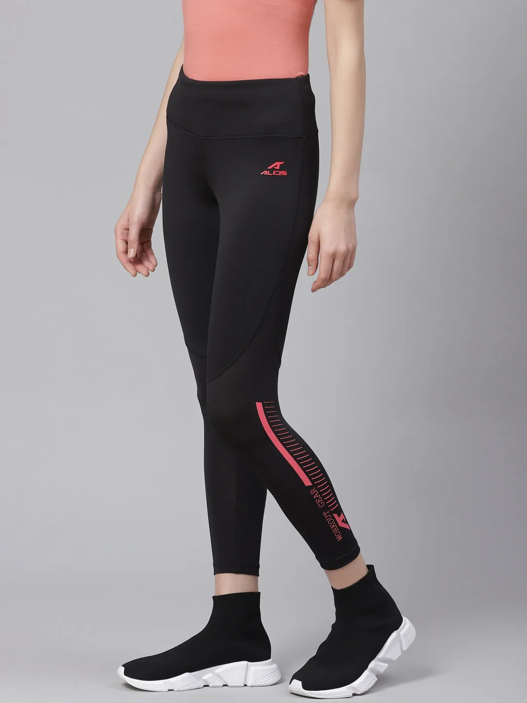 Alcis Women Black Solid Cropped Training Tights