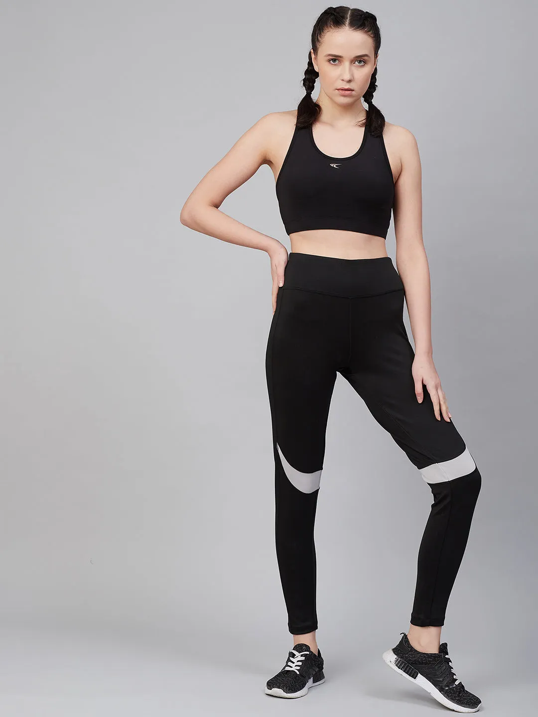 Alcis Women Black Solid Training Tights