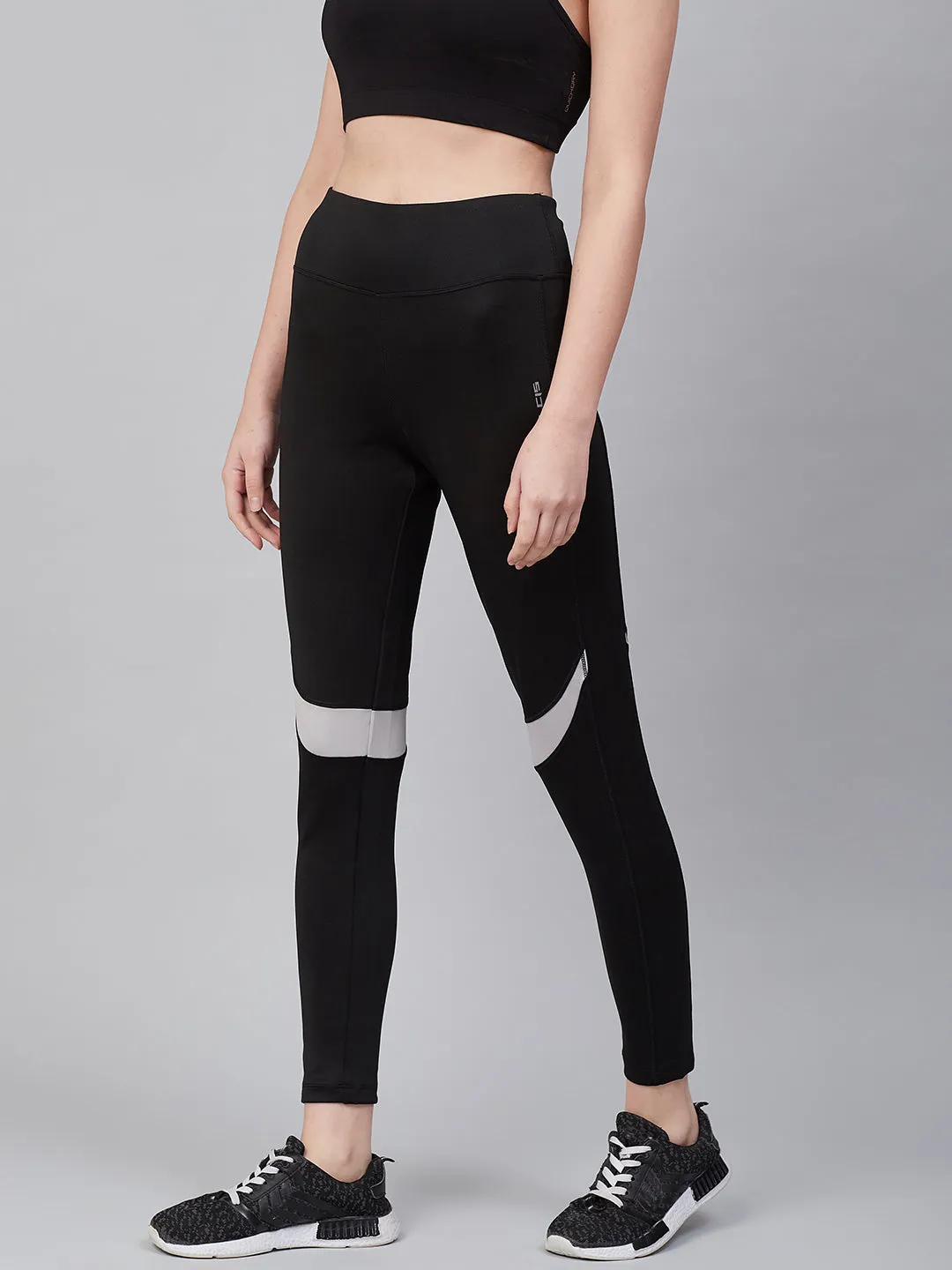 Alcis Women Black Solid Training Tights