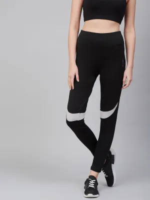 Alcis Women Black Solid Training Tights