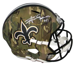 ALVIN KAMARA SIGNED NEW ORLEANS SAINTS CAMO FULL SIZE SPEED HELMET BECKETT