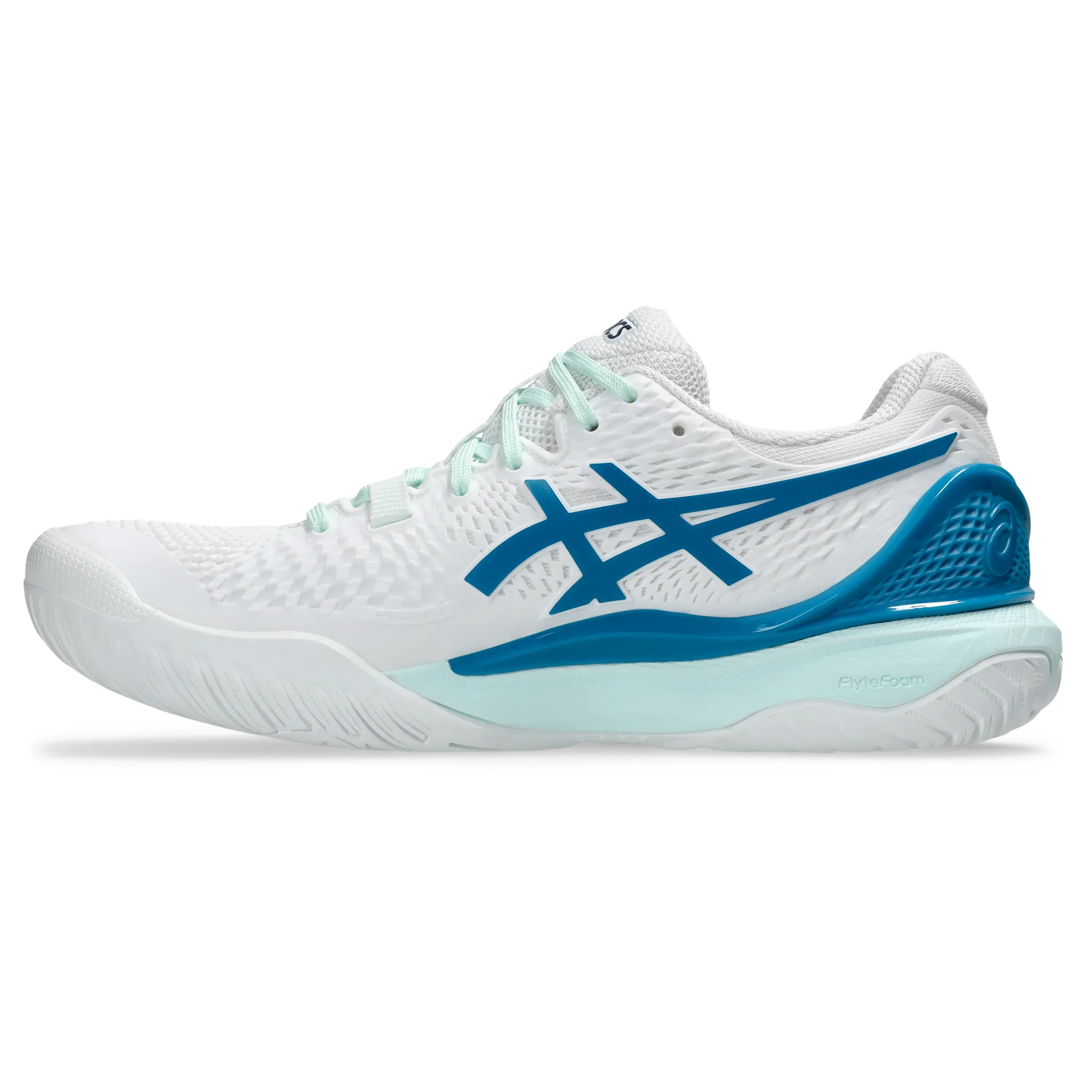 ASICS Gel Resolution 9 CLAY (Women's) WHITE/TEAL BLUE