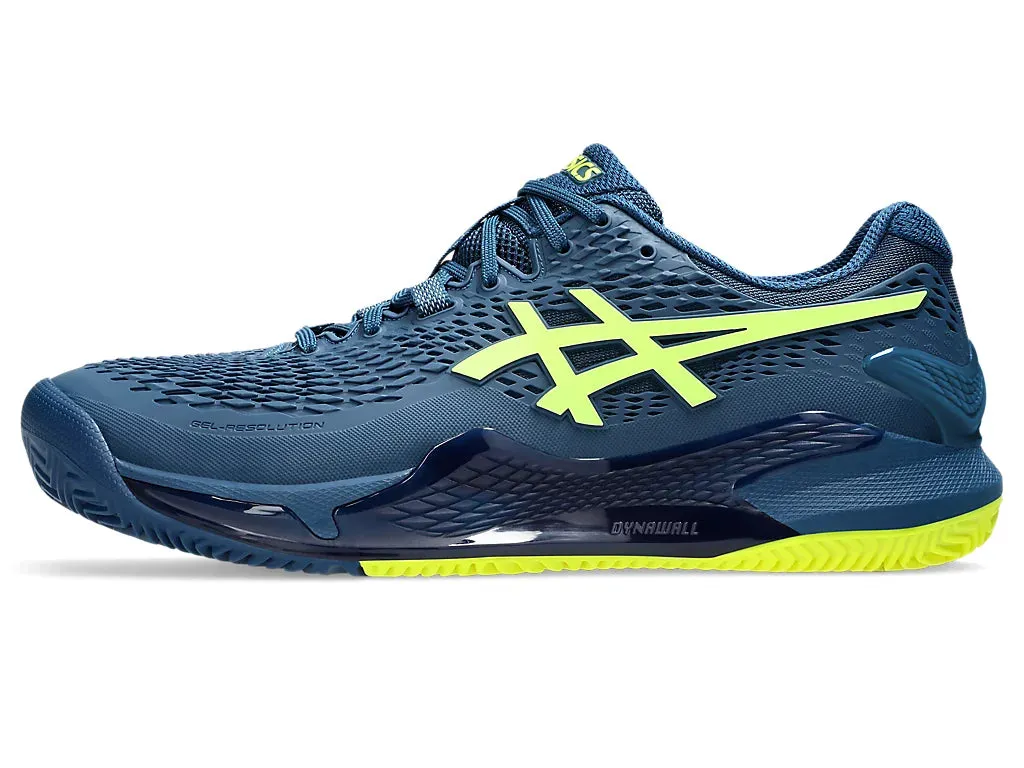 Asics Men's GEL-RESOLUTION 9 CLAY Tennis Shoes in Mako Blue/Safety Yellow