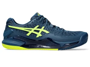 Asics Men's GEL-RESOLUTION 9 CLAY Tennis Shoes in Mako Blue/Safety Yellow
