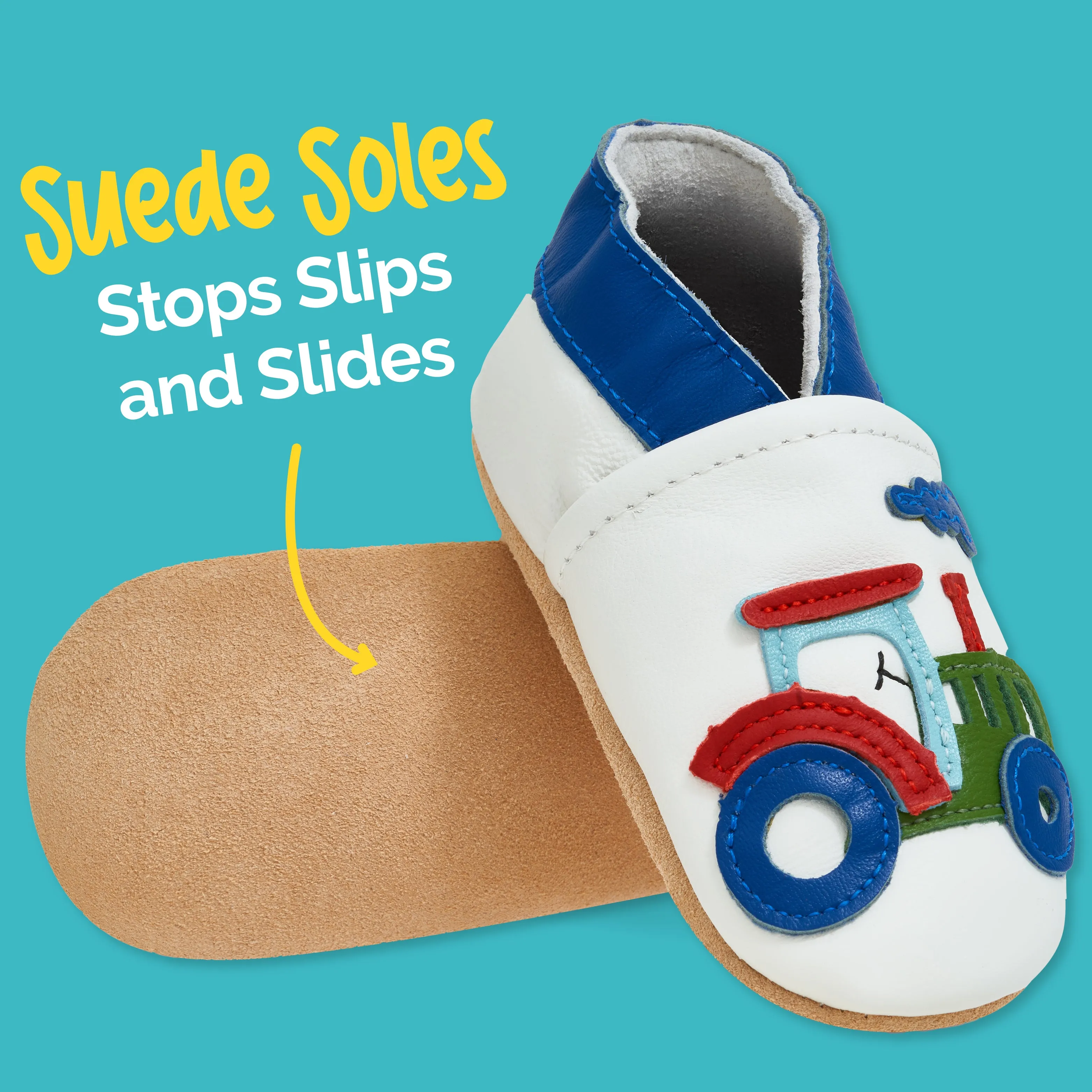 Baby Shoe White Tractor