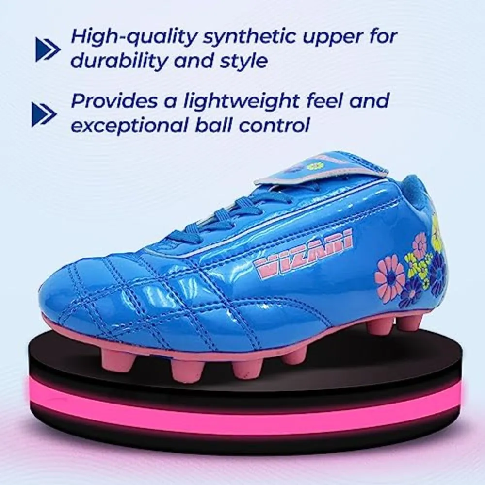 Blossom Firm Ground Soccer Shoes-Blue/Pink
