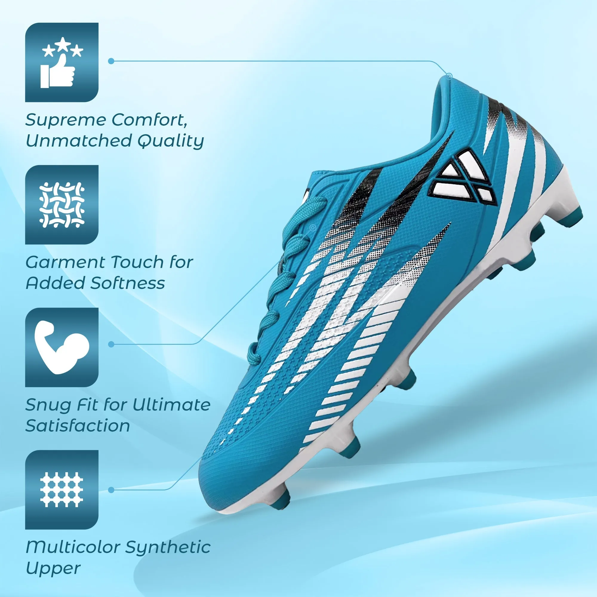 Bodega Junior Firm Ground Soccer Cleats - Sky/White