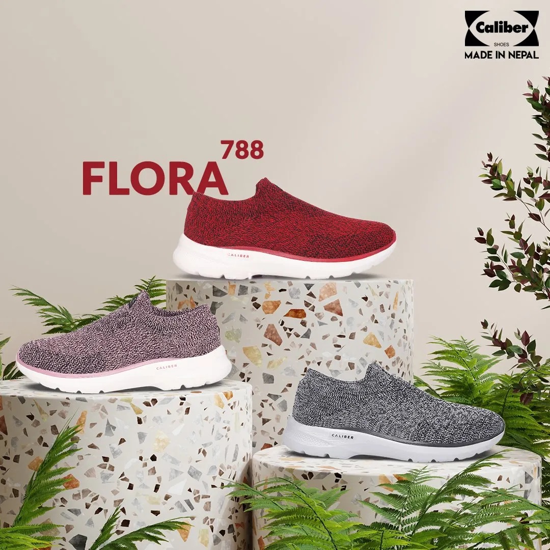 Caliber Shoes Maroon Sport Shoes For Women (FLORA 788)
