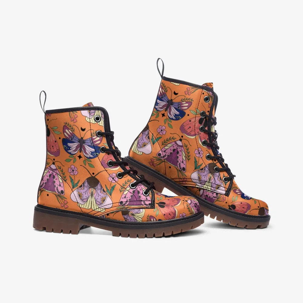 Celestial Butterflies Pastel Orange Vegan Leather Unisex Boots