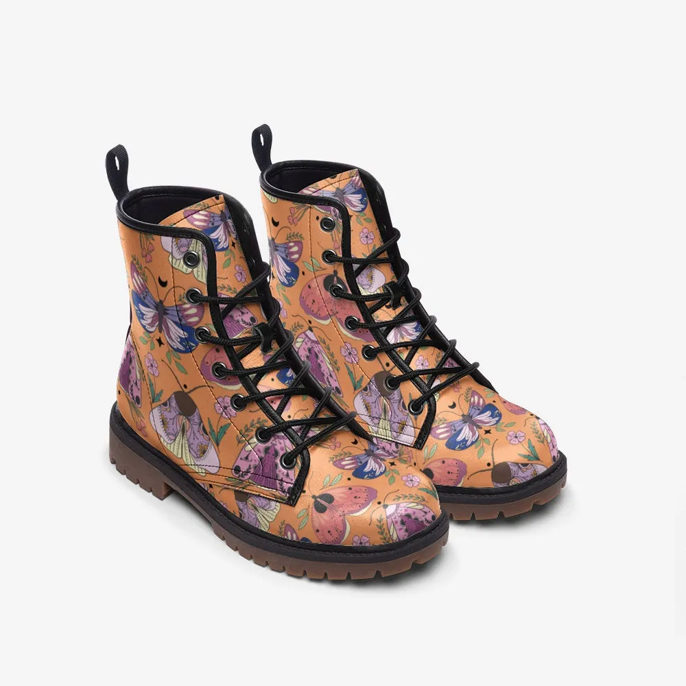 Celestial Butterflies Pastel Orange Vegan Leather Unisex Boots