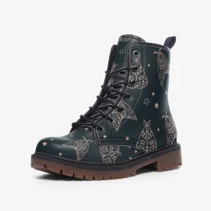 Celestial Moth Vegan Leather Unisex Boots