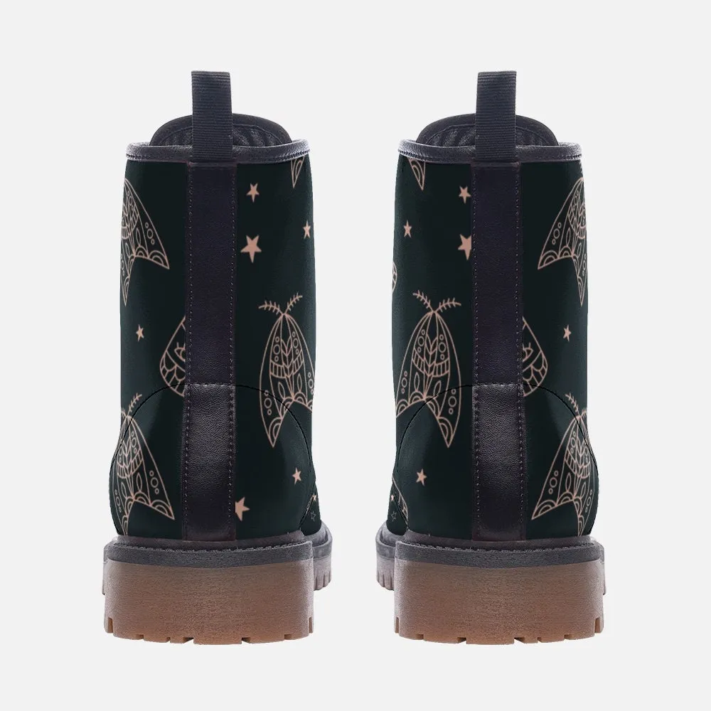 Celestial Moth Vegan Leather Unisex Boots