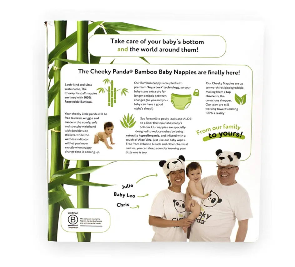 Cheeky Panda  Eco-Luxury Bamboo Baby Nappies 18 Pack (Size 1)