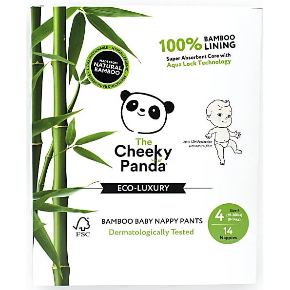 Cheeky Panda  Eco-Luxury Bamboo Baby Nappy Pants 14 Pack (Size 4)