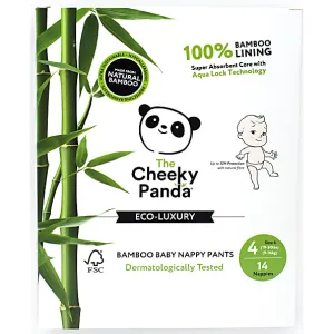 Cheeky Panda  Eco-Luxury Bamboo Baby Nappy Pants 14 Pack (Size 4)