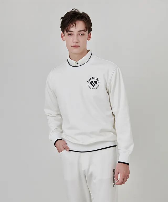 CHUCUCHU Men's Heart Point Crew Neck