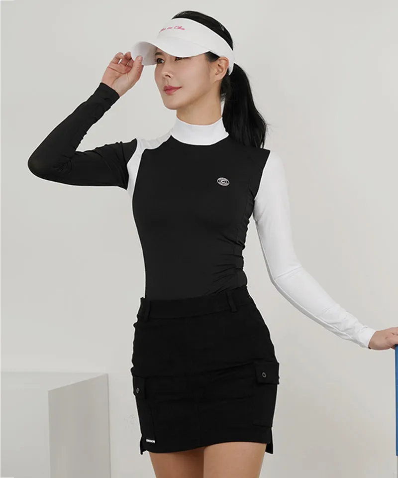 CHUCUCHU Side Point Half Neck T-Shirt - Black