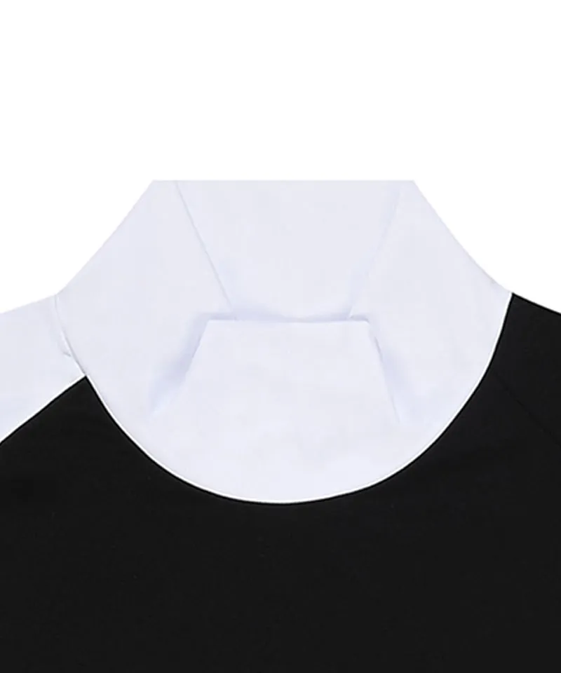 CHUCUCHU Side Point Half Neck T-Shirt - Black