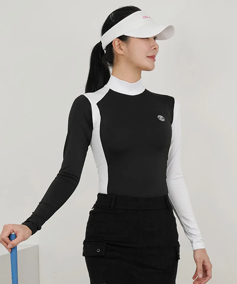 CHUCUCHU Side Point Half Neck T-Shirt - Black