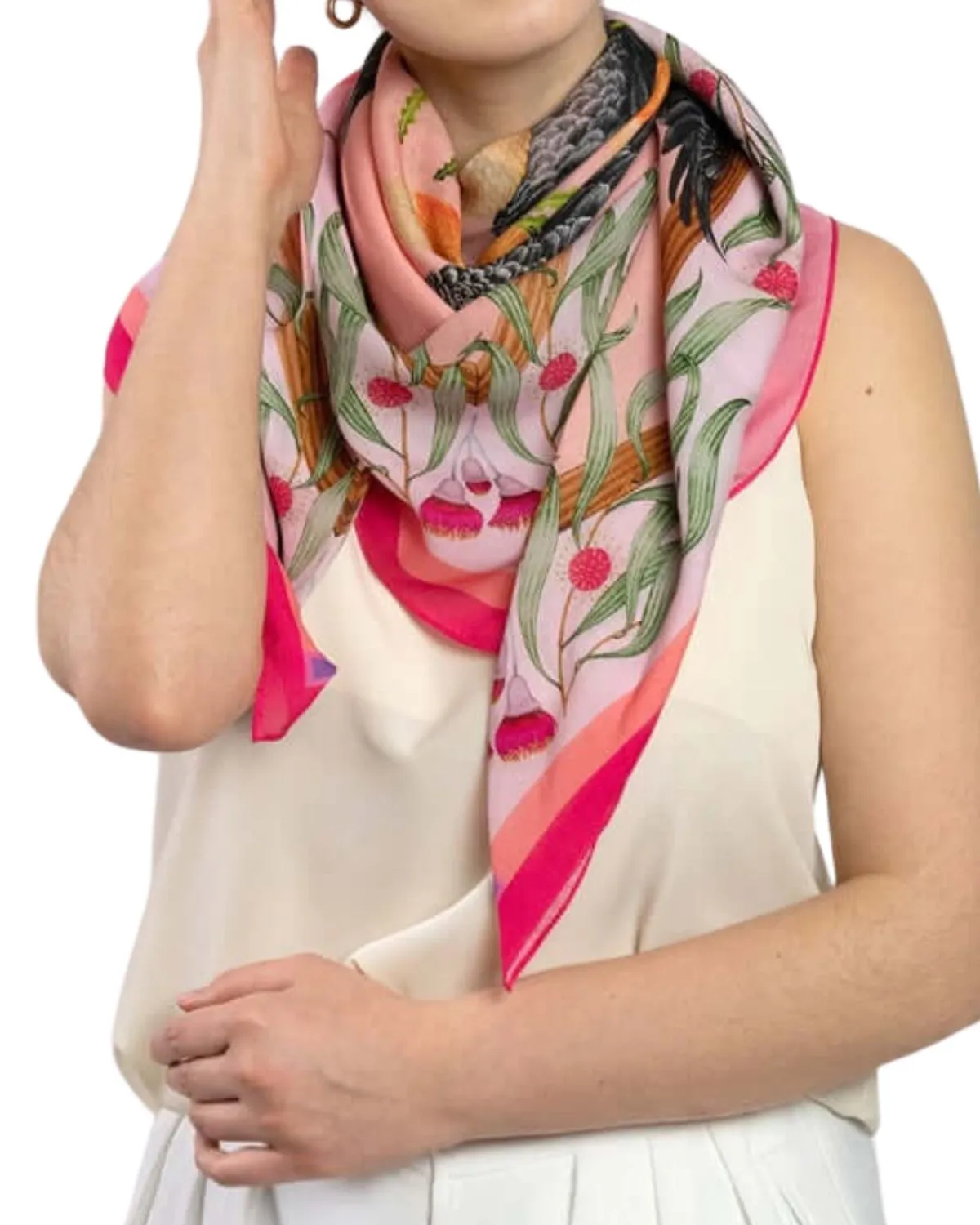Cockatoos Pink Eco Friendly Tencel Scarf