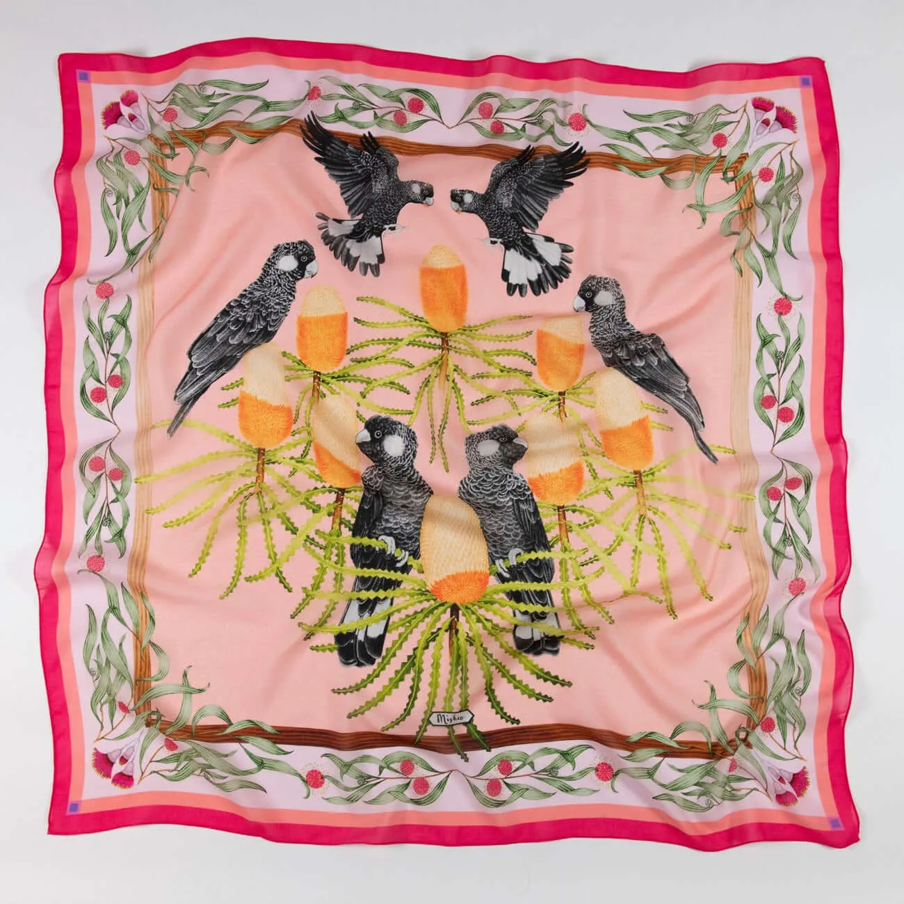 Cockatoos Pink Eco Friendly Tencel Scarf