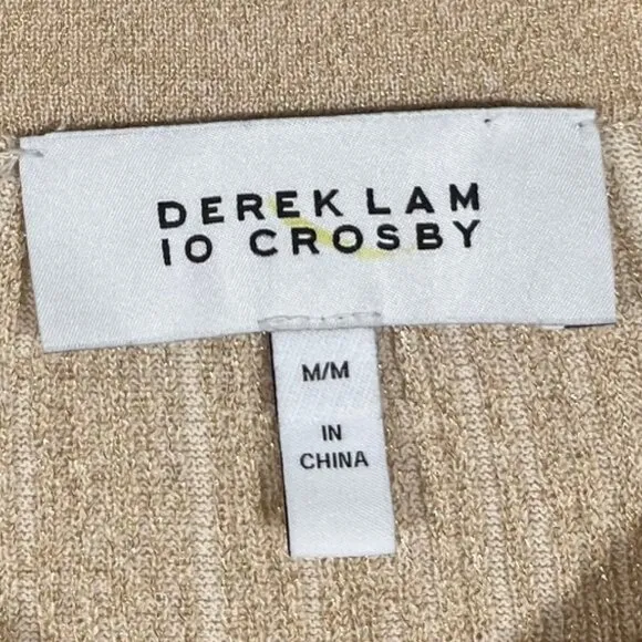 Derek Lam 10 Crosby Lennon Lettuce Sleeve Sweater In Ivory-gold Lurex Sz Medium