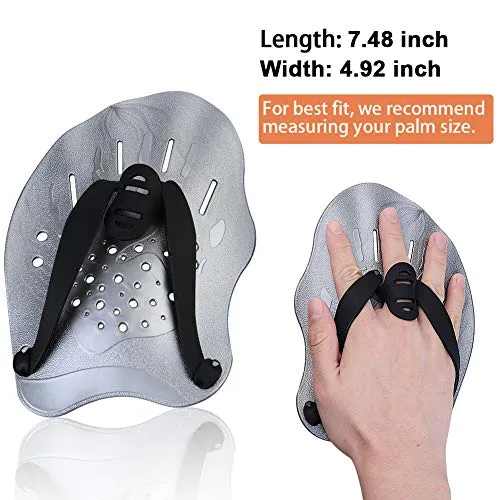 Dprofy Swim Training Paddles Hand - Swim Paddles Hand with Adjustable Straps, Swimming Hand Paddles for Women, Men and Children, Professional Swimming Accessories(1 Pair)