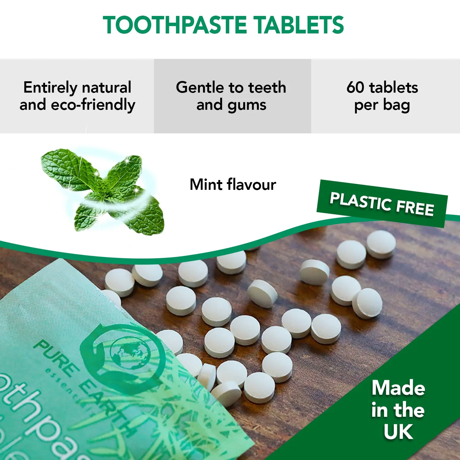 Eco-Friendly Toothpaste Tablets - Mint flavoured
